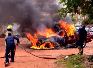 Students Escape Death As Car Crashes And Explode On OOU Campus
