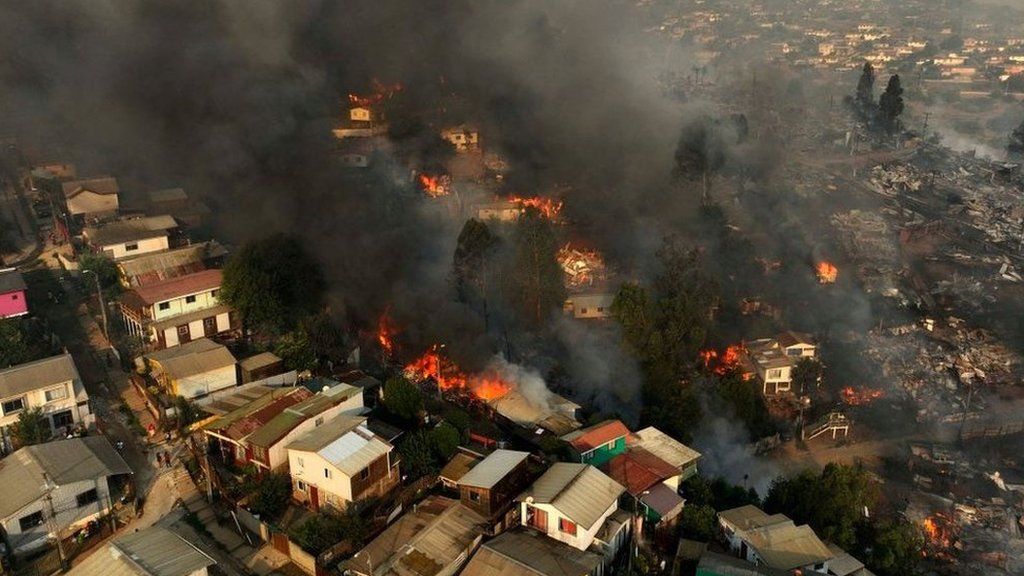 Hundreds Missing As Wildfires Burn Thousands of Homes in Chile