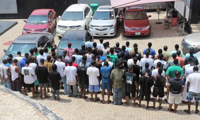 EFCC Arrest 74 Suspected Internet Fraudsters in Ogun, Cart Away Seven Exotic Cars